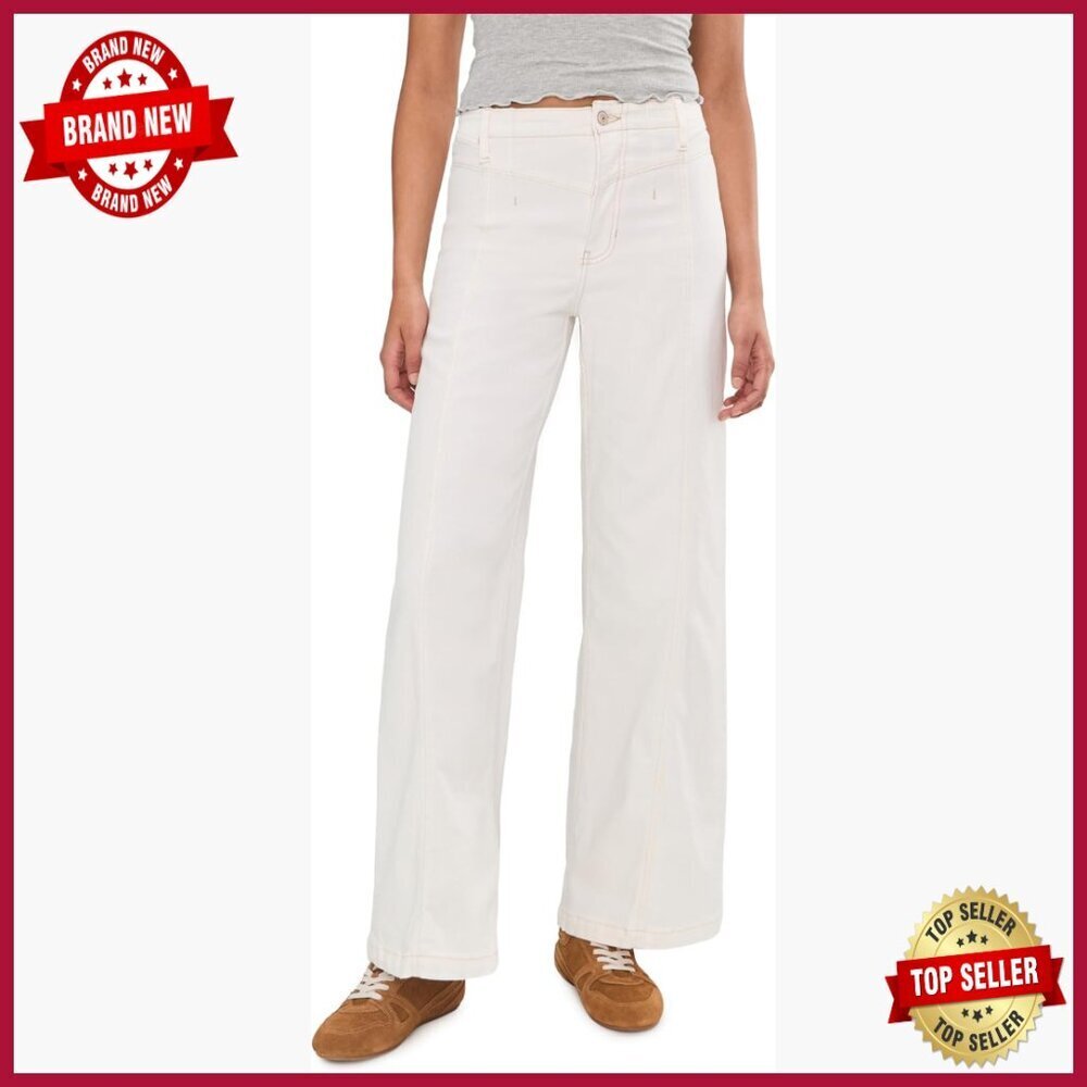 High Waist Wide Leg Jeans, Relaxed Fit, Cotton Blend, Day to Night